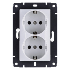 Розетка двойная с заземлением, без рамки Kollinger  REA-032WH