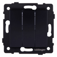 Выключатель трехклавишный без рамки Kollinger  REA-R-012BK