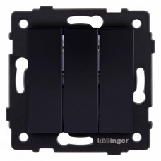 Выключатель трехклавишный без рамки Kollinger  REA-R-012BK