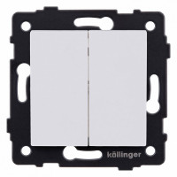 Выключатель двухклавишный без рамки Kollinger  REA-S-011WM