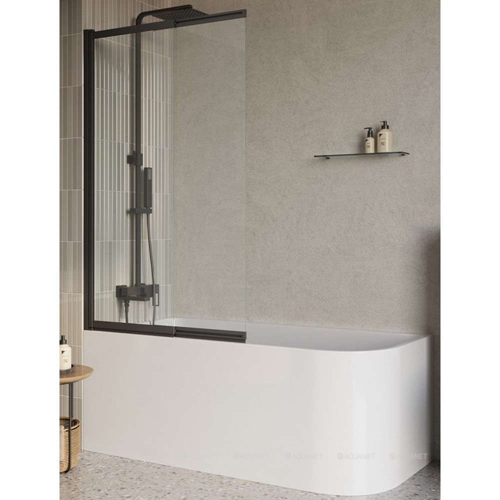 Душевая шторка на ванну BelBagno LUCE 100x145 см черный прозрачное стекло LUCE-VF-11-100/145-C-NERO