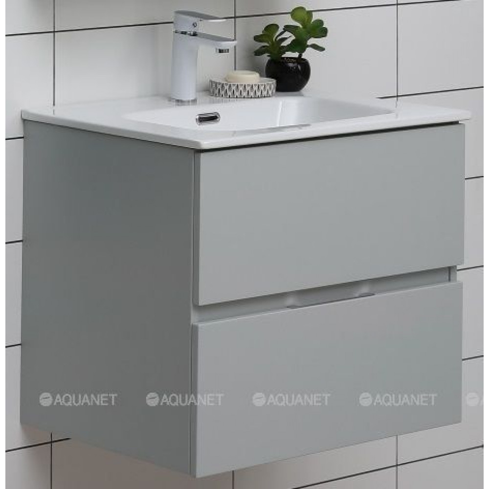 Тумба под раковину Aquanet Алвита New 60 подвесная 2 ящика серый 00277512