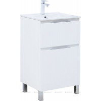 Тумба с раковиной Aquanet Алвита new 50 Flat напольная 2 ящика белый матовый 00345673