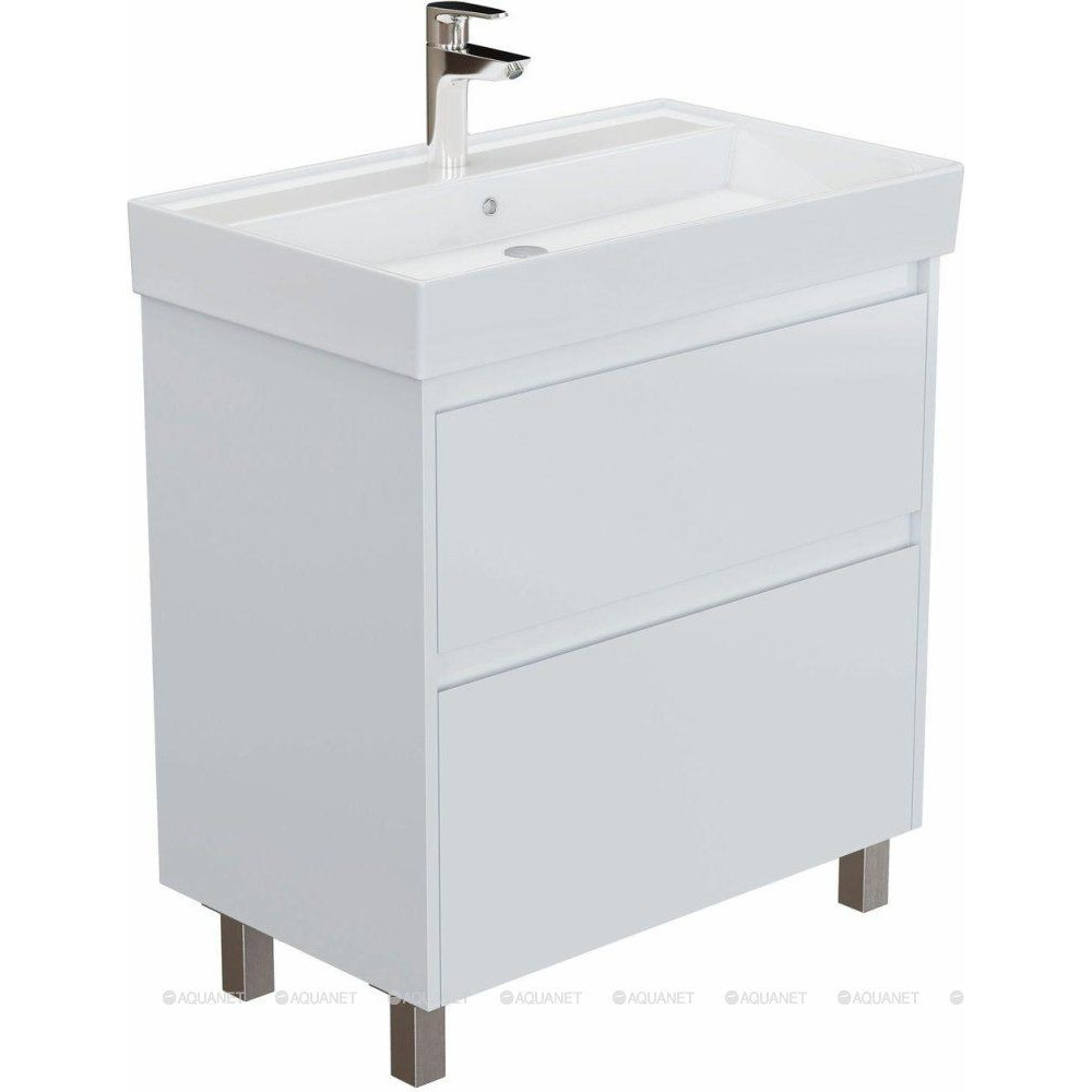 Тумба с раковиной Aquanet Nova Lite 2.0 75 напольная белый глянец 00348195