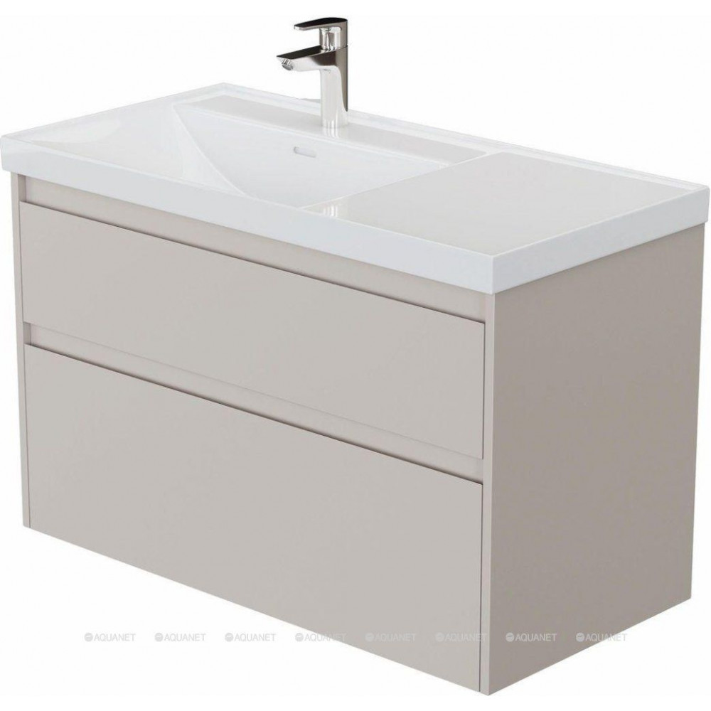 Тумба с раковиной Aquanet Nova Lite 2.0 90 L 2 ящика бежевый 00365921