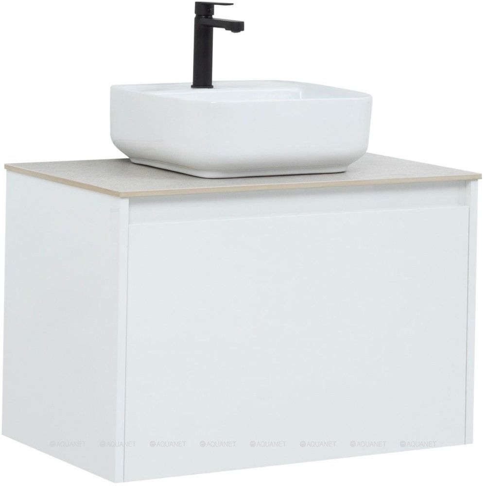 Тумба с раковиной Aquanet Nova Lite 75 1+1 ящик белый глянец 00245243