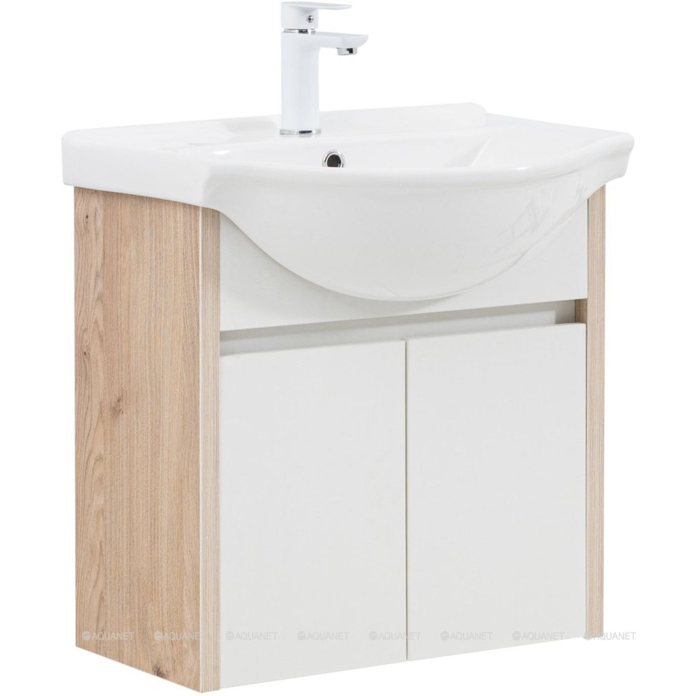 Тумба с раковиной Aquanet Сидней 60 дуб кантри/белый раковина Shenxin 00354986