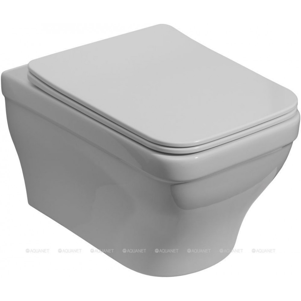 Унитаз подвесной Aquanet Elegant W с сиденьем Slim Soft Close безободковый 00280960