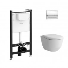Комплект унитаз Laufen Pro Rimless с инсталляцией сиденье SC клавиша хром Z.RU93.0.771.5 Комплект унитаз Laufen Pro Rimless с инсталляцией сиденье SC клавиша хром Z.RU93.0.771.5