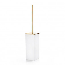 Ершик для туалета напольный 3SC Mood White композит Solid Surface белый матовый/золото 24к MW17AGD