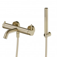 Смеситель для ванны настенный Newform X-Steel 316 с ручным душем излив 208 мм PVD Brushed Pale Gold 69641CX.59.098