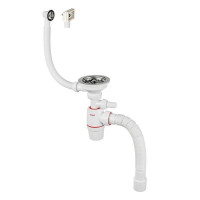 Сифон для мойки Wirquin NEO 1 1/2 x 40/50 мм с переливом и отводом для бытовой техники 30987091