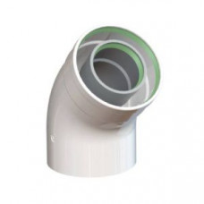 Колено коаксиальное Gekon 60/100 мм 45° алюминий GKD 60100K45AL Колено коаксиальное Gekon 60/100 мм 45° алюминий GKD 60100K45AL