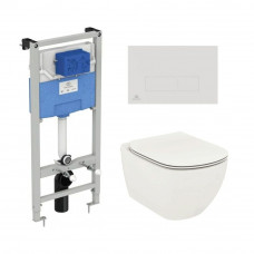 Комплект 4 в 1 Ideal Standard TESI унитаз T0079V1, сиденье T3527V1, инсталляция R020467, панель R0121AC T3868V1/121AC