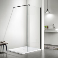 Душевая перегородка Aquanet Walk in 1000x2000 мм профиль черный прозрачное стекло 8 мм AQ.WI.100.1BL