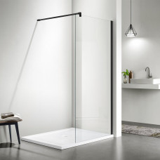 Душевая перегородка Aquanet Walk in 1000x2000 мм профиль черный прозрачное стекло 8 мм AQ.WI.100.1BL