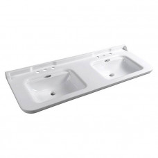 Раковина Kerasan Waldorf 150х55 см двойная 3 отверстия керамическая белый/хром 4143K1 Раковина Kerasan Waldorf 150х55 см двойная 3 отверстия керамическая белый/хром 4143K1