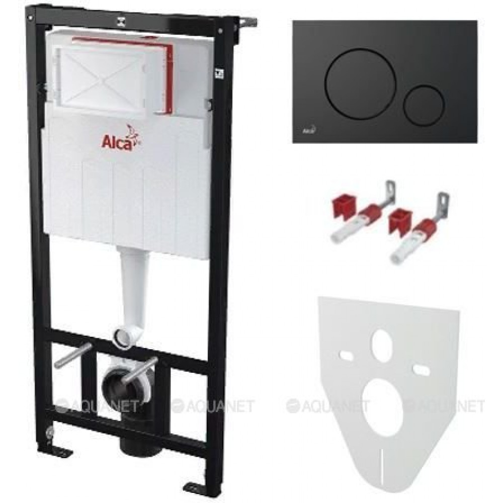 Комплект инсталляции 4 в 1 AlcaPlast AM101/1120-4:1 RU M678-0001 кнопка M678 черный мат