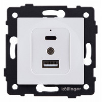 Розетка 2хUSB type A и C без рамки Kollinger  REA-037WH
