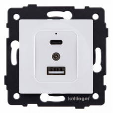 Розетка 2хUSB type A и C без рамки Kollinger  REA-037WH