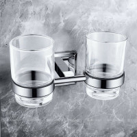Стакан двойной с держателем Aquanet стекло хром 6184D