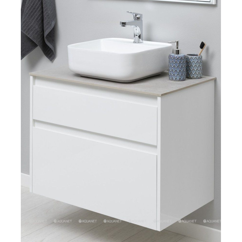 Тумба с раковиной Aquanet Nova Lite 75 2 ящика белый глянец 00245244
