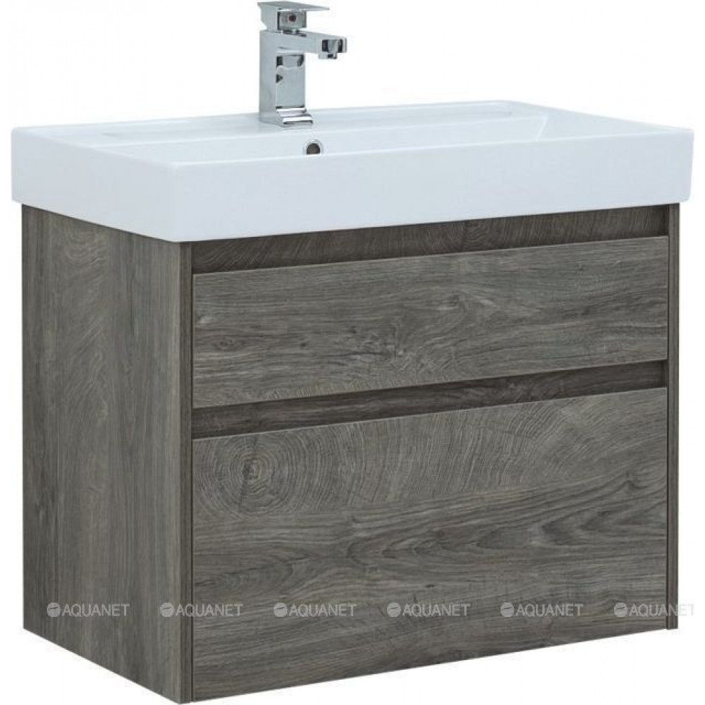 Тумба с раковиной Aquanet Nova Lite 75 2 ящика дуб рошелье 00245245