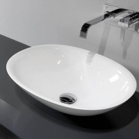 Раковина накладная Antonio Lupi Servo 54х40 см без отверстия белая SERVOMOOD54 Bianco/cr