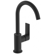 Смеситель для раковины Hansgrohe Rebris E 222 мм со сливным гарнитуром черный матовый 72576670