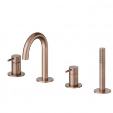Смеситель на борт ванны Newform X-STEEL 316 на 4 отверстия с изливом и душем PVD Brushed copper bronze 69682XC.59.067