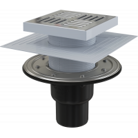 Трап для душа AlcaPlast 150x150/50/75 мм прямой выпуск решетка нержавеющая сталь APV4444