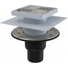 Трап для душа AlcaPlast 150x150/50/75 мм прямой выпуск решетка нержавеющая сталь APV4444