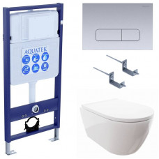 Комплект инсталляции 4 в 1 Aquatek Поларис (рама Standard, унитаз AQ0700-00, сиденье soft-close, панель KDI-0000014) ПОЛАРИС-014