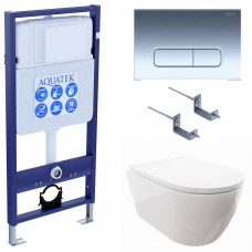 Комплект инсталляции 4 в 1 Aquatek Поларис (рама Standard, унитаз AQ0700-00, сиденье soft-close, панель KDI-0000016) ПОЛАРИС-016
