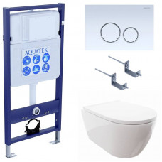 Комплект инсталляции 4 в 1 Aquatek Поларис (рама Standard, унитаз AQ0700-00, сиденье soft-close, панель KDI-0000015) ПОЛАРИС-015