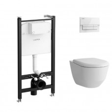 Комплект унитаз Laufen Pro Rimless с инсталляцией сиденье SC клавиша белая Z.RU93.0.771.6