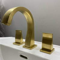 Смеситель для раковины THG Pure на 3 отверстия с донным клапаном Matt gold G04-F07-151