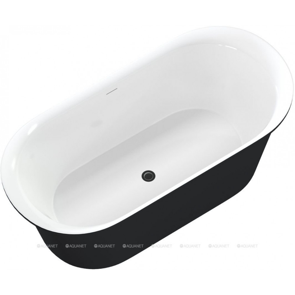 Ванна акриловая Aquanet Family Smart 1700x780 мм со сливом-переливом белый глянец/черный матовый 88778-GW-MB