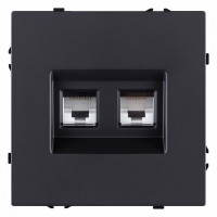 Розетка двойная Ethernet RJ-45 и со шторками, без рамки Kollinger Eclipse EC-018BK