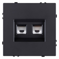 Розетка двойная Ethernet RJ-45 и со шторками, без рамки Kollinger Eclipse EC-018BK