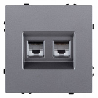 Розетка двойная Ethernet RJ-45 и со шторками, без рамки Kollinger Eclipse EC-018GY