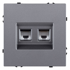 Розетка двойная Ethernet RJ-45 и со шторками, без рамки Kollinger Eclipse EC-018GY