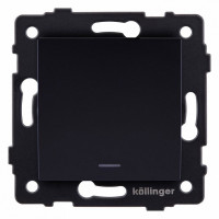 Выключатель проходной одноклавишный с подсветкой без рамки Kollinger  REA-S-004BK