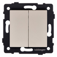 Выключатель проходной двухклавишный без рамки Kollinger  REA-S-009GD