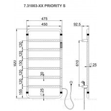 Полотенцесушитель  Allen Brau PRIORITY S 920x475 мм черный матовый 7.31003-31
