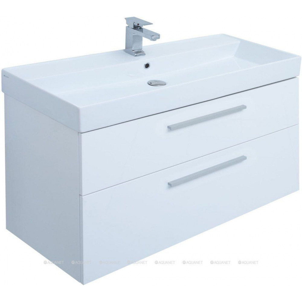 Тумба Aquanet Nova 100 (SLIM SYNERGY) 2 ящика белый глянец 00249922