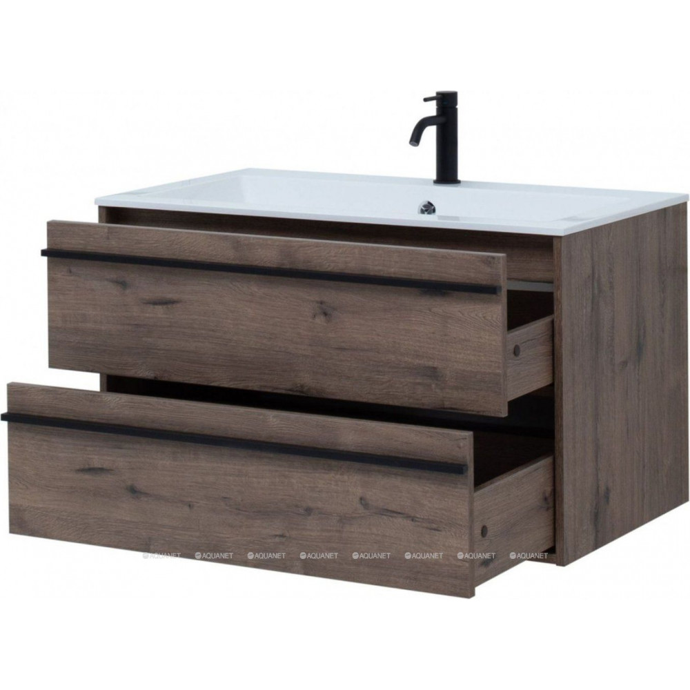 Тумба с раковиной Aquanet Lino 90 Дуб Веллингтон 00271950