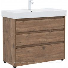 Тумба с раковиной Aquanet Nova Lite 100 Slim Synergy 3 ящика дуб рустикальный 00307083