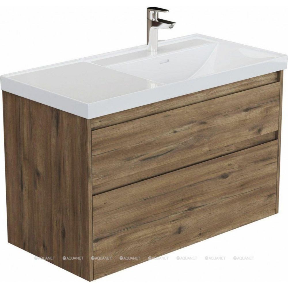 Тумба с раковиной Aquanet Nova Lite 2.0 90 R 2 ящика дуб рустикальный 00365928