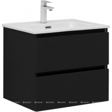 Тумба с раковиной Aquanet Вега 2.0 60 Flat 2 ящика черный 00344764 Тумба с раковиной Aquanet Вега 2.0 60 Flat 2 ящика черный 00344764